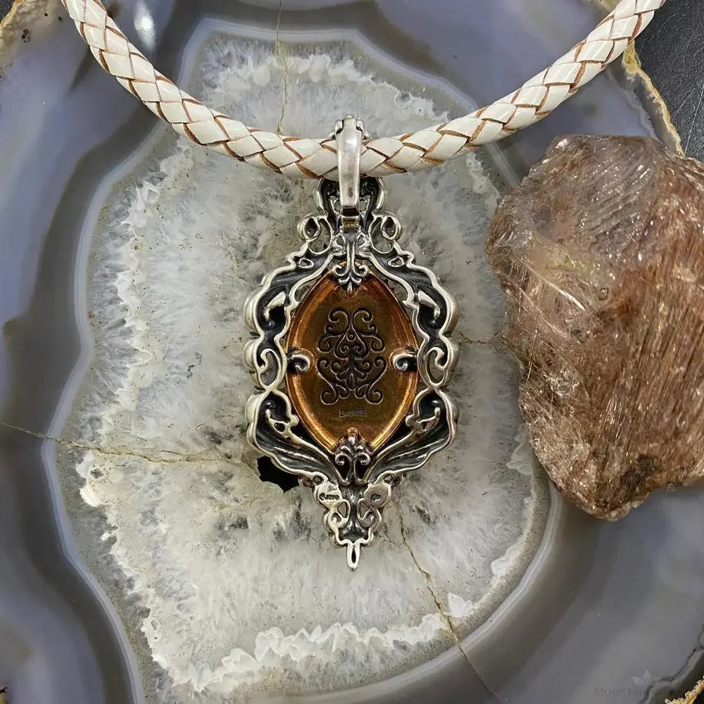 Carolyn Pollack Sterling & Bronze Amber Decorated Enhancer Pendant For Women - Picture 7 of 10